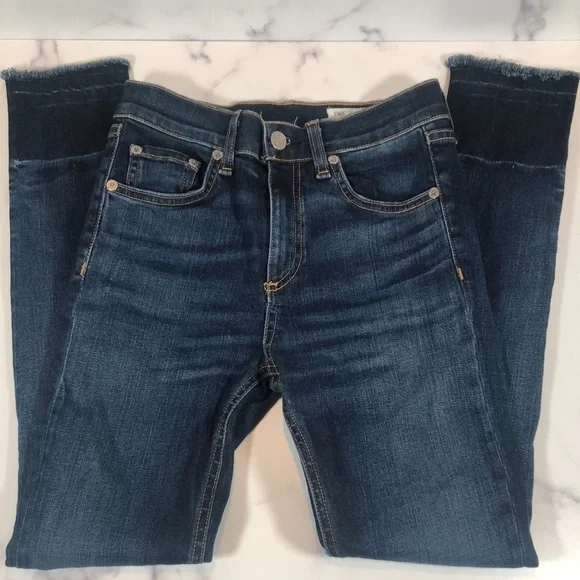 Rag & bone 10 Inch Capri Skinny Jeans in Stanwix Wash Released Raw Hem, Size 24 - Picture 13 of 16